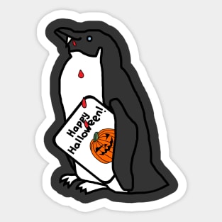 Small Vampire Penguin with Halloween Horror Card Sticker